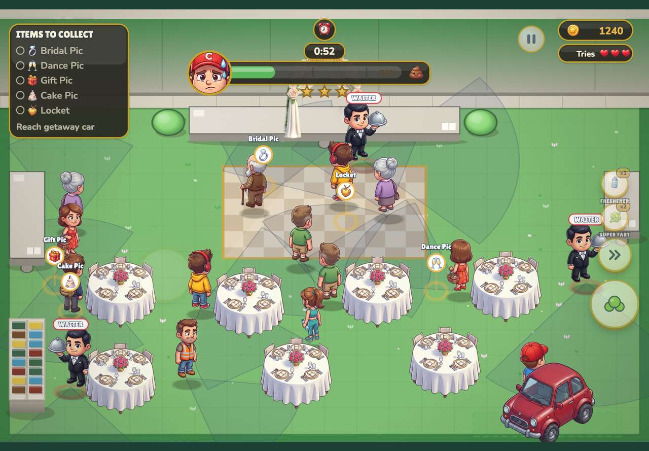 The wedding reception on iPad with touch controls